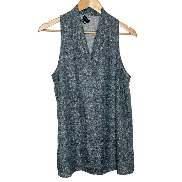Theory Tops - Theory Silk Sleeveless Top Gray Static Speckled Print Women’s L Blouse Tank